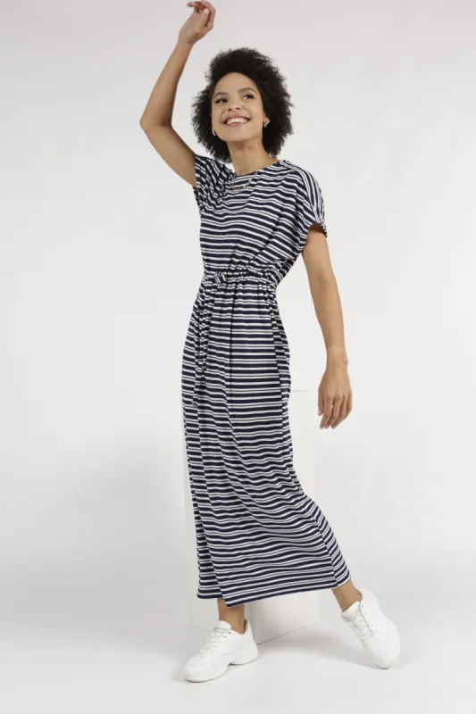 Ladies Knit Waisted Stripe Dress sold by Edgars 