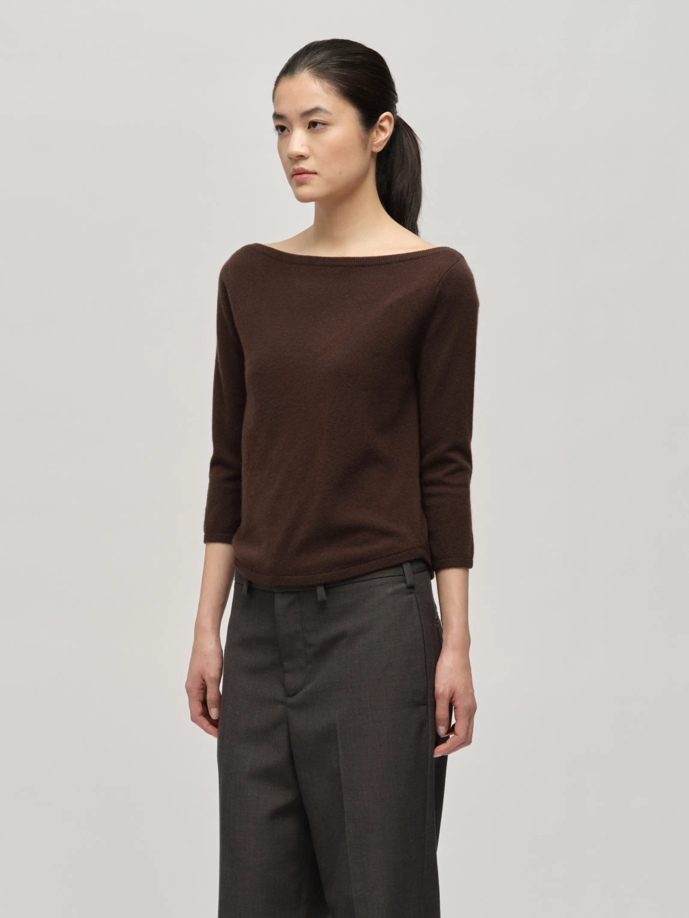 Women's Boat Neck - Dark Brown sold by People’s Republic of Cashmere product image thumbnail 2