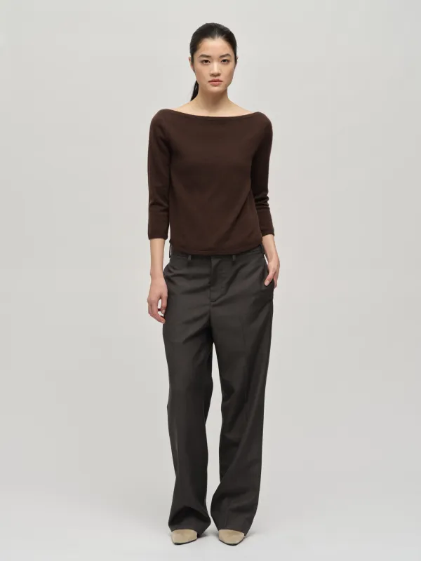 Women's Boat Neck - Dark Brown made by People’s Republic of Cashmere