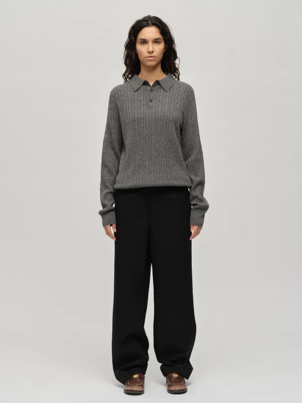 Original Cableknit Polo - Heather Grey made by People’s Republic of Cashmere