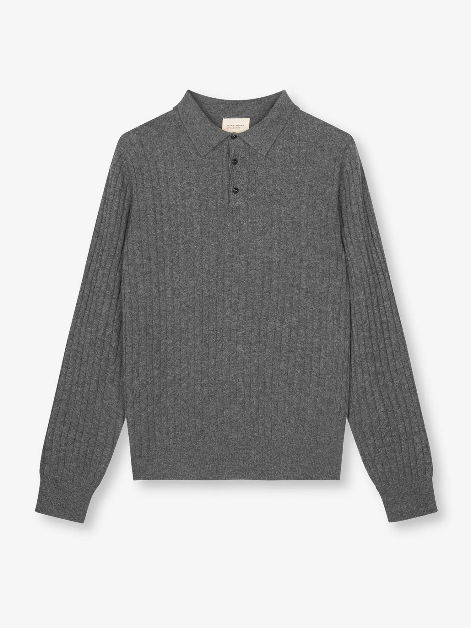 Original Cableknit Polo - Heather Grey sold by People’s Republic of Cashmere product image thumbnail 5