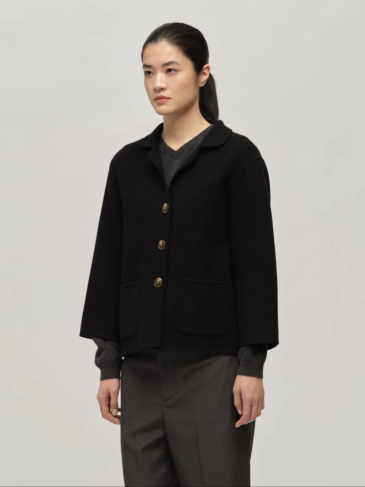 Women's Overshirt Jacket - Black sold by People’s Republic of Cashmere product image thumbnail 2