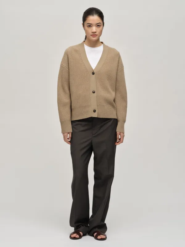 Premium Ribbed Cardigan - Taupe made by People’s Republic of Cashmere
