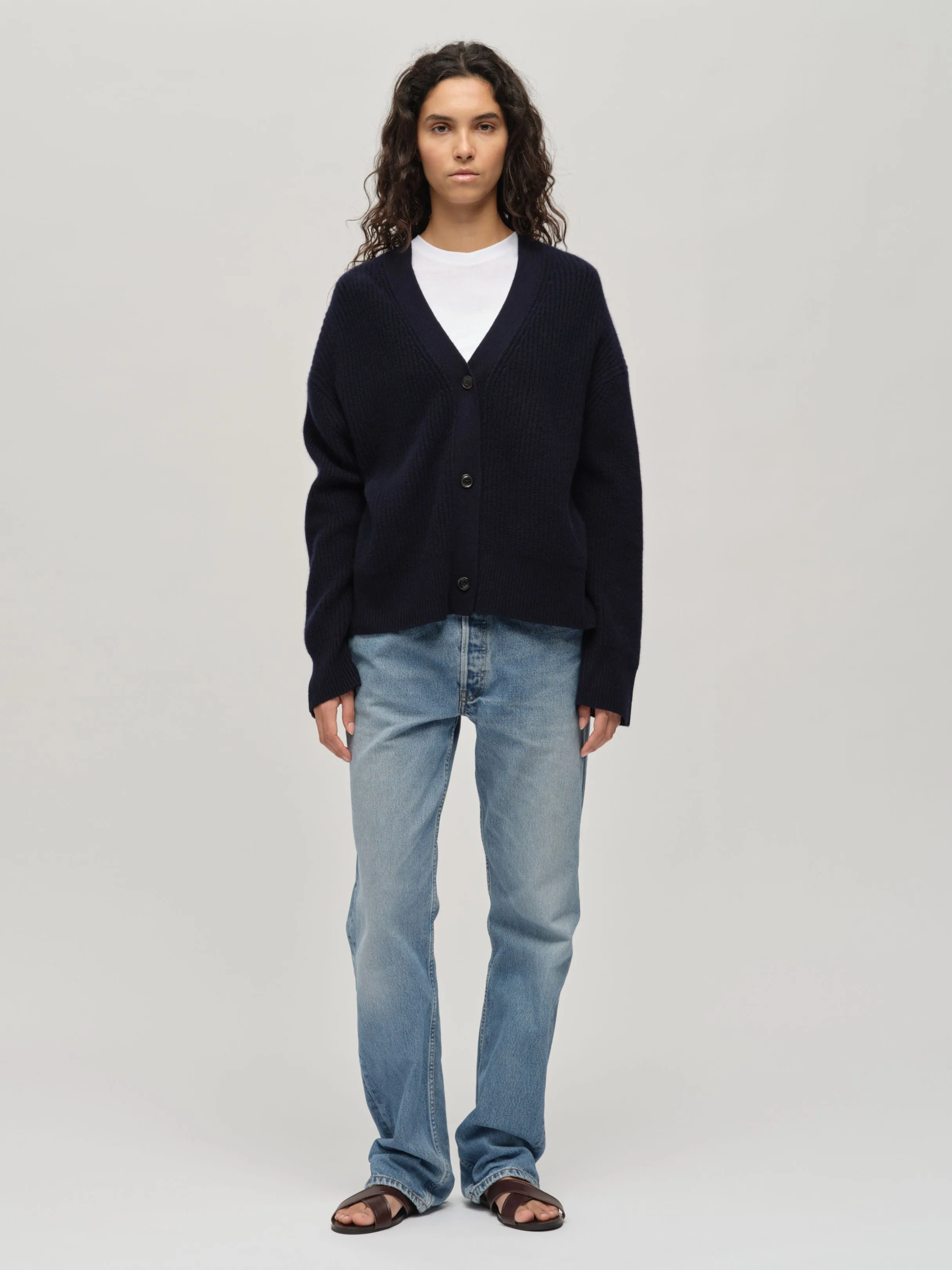 Premium Ribbed Cardigan - Navy Blue sold by People’s Republic of Cashmere