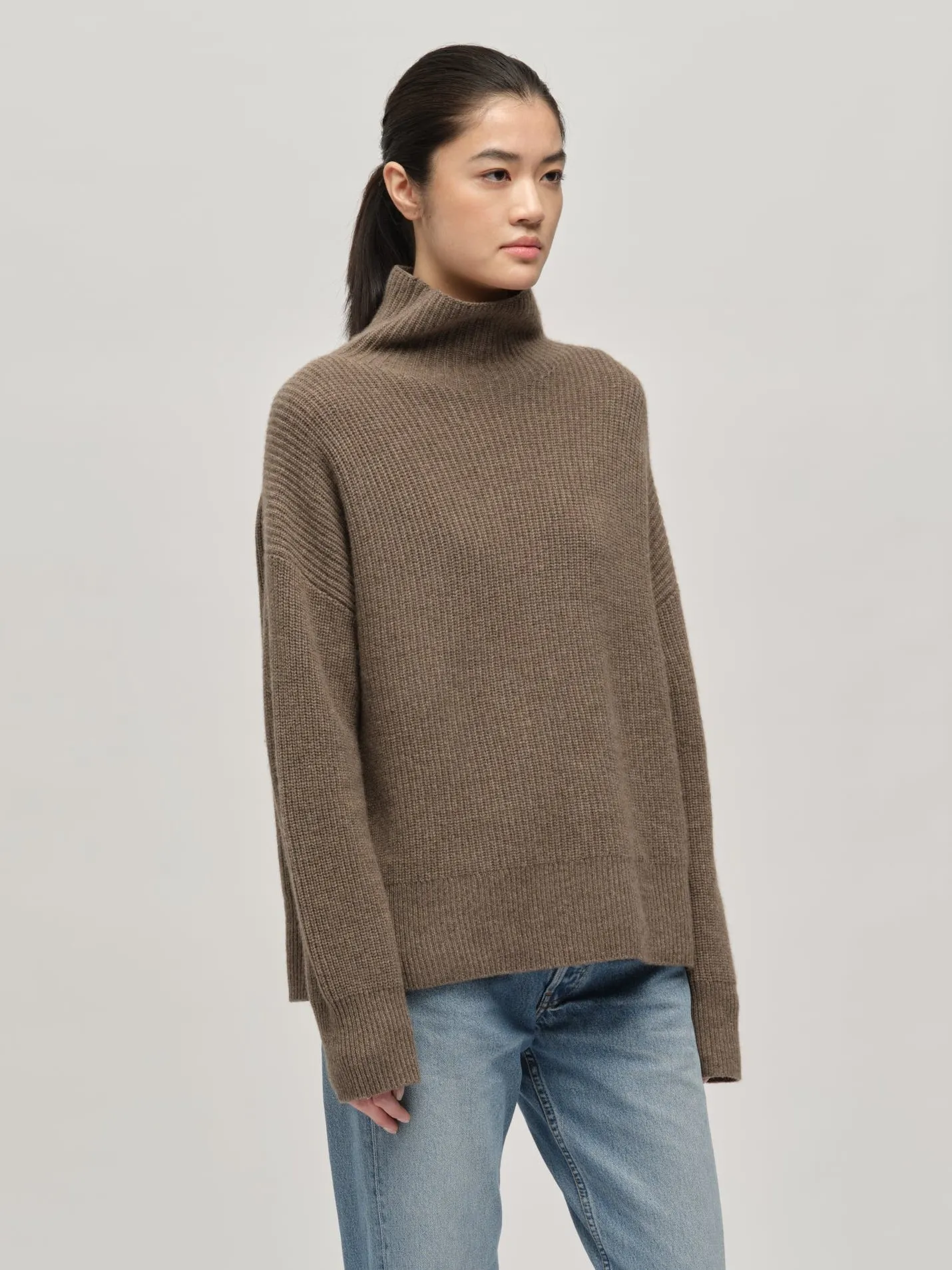 Premium Ribbed Turtleneck - Truffle sold by People’s Republic of Cashmere product image thumbnail 2