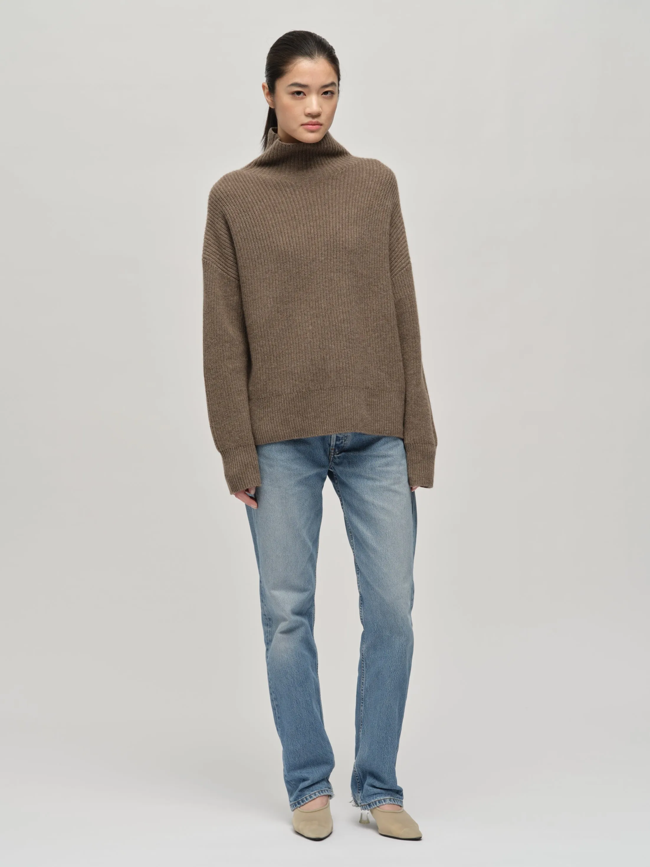 Premium Ribbed Turtleneck - Truffle sold by People’s Republic of Cashmere