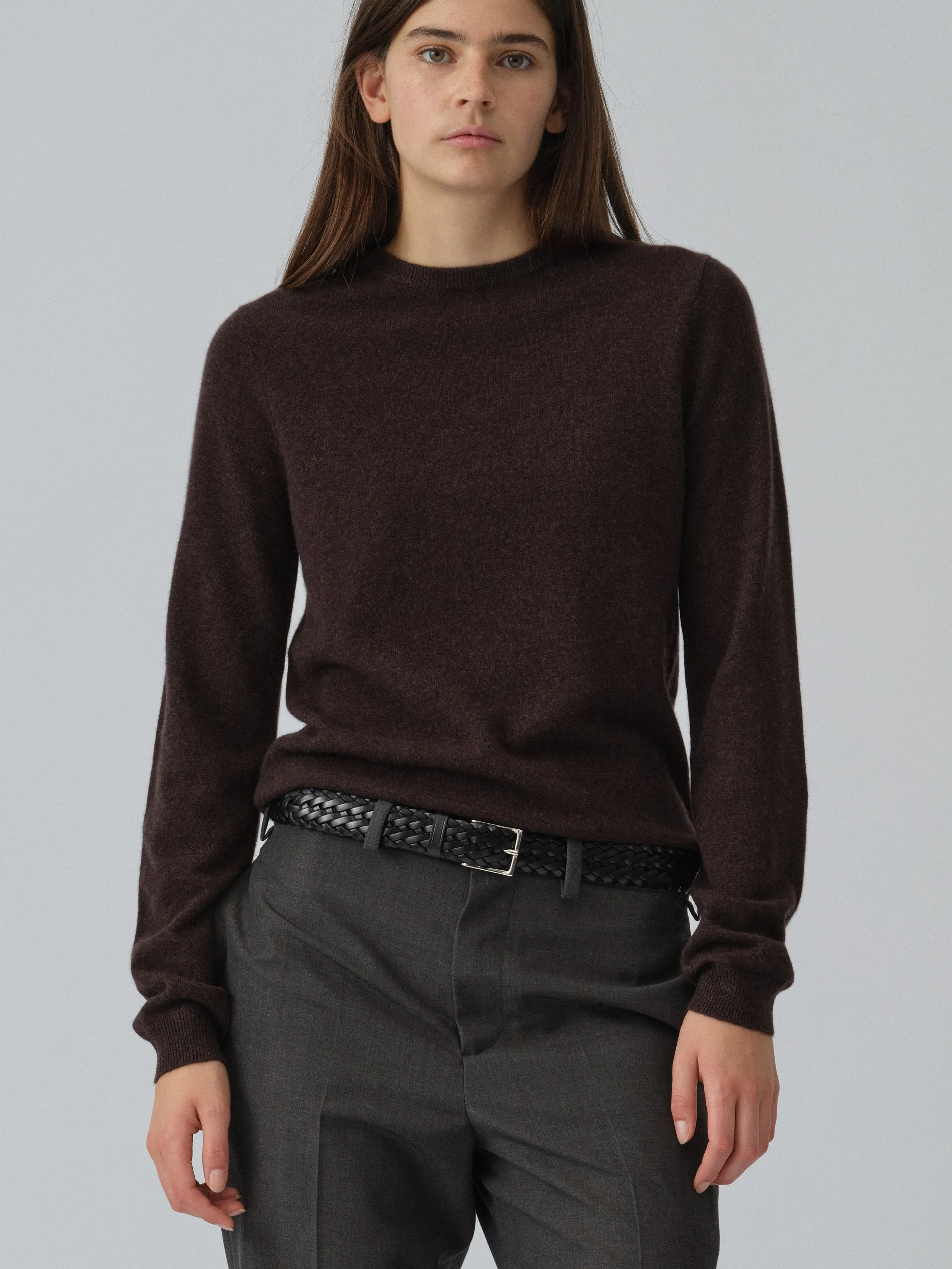 Women's Fitted Roundneck - Black Truffle sold by People’s Republic of Cashmere product image thumbnail 3