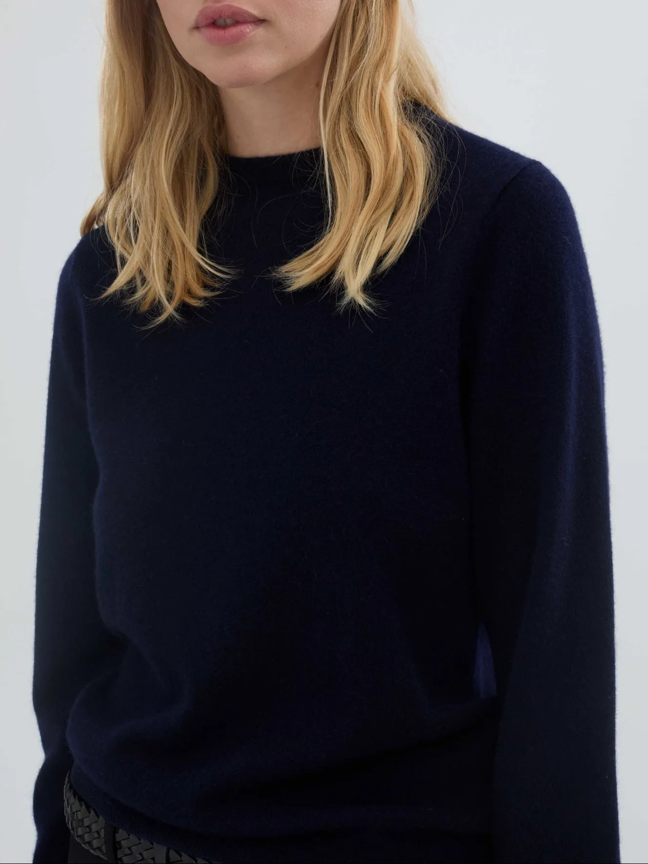 Women's Fitted Roundneck - Navy Blue sold by People’s Republic of Cashmere product image thumbnail 2