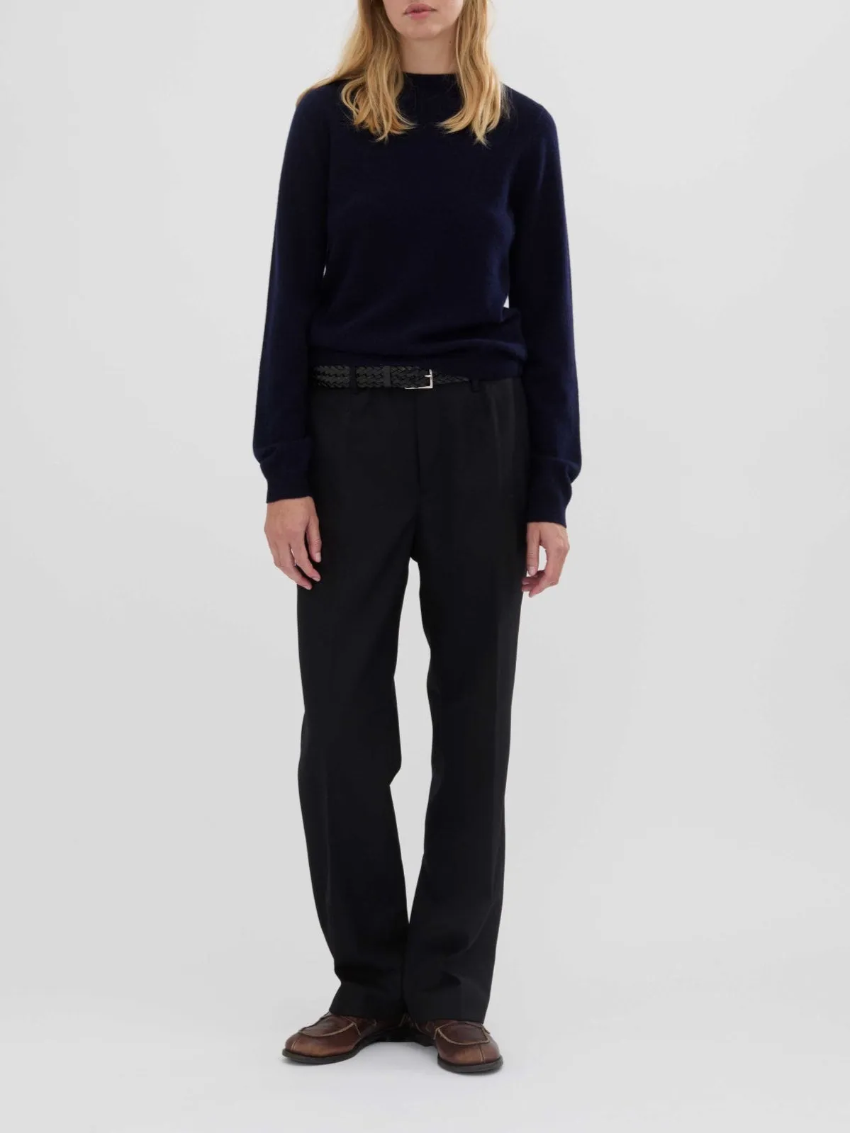 Women's Fitted Roundneck - Navy Blue sold by People’s Republic of Cashmere product image thumbnail 3