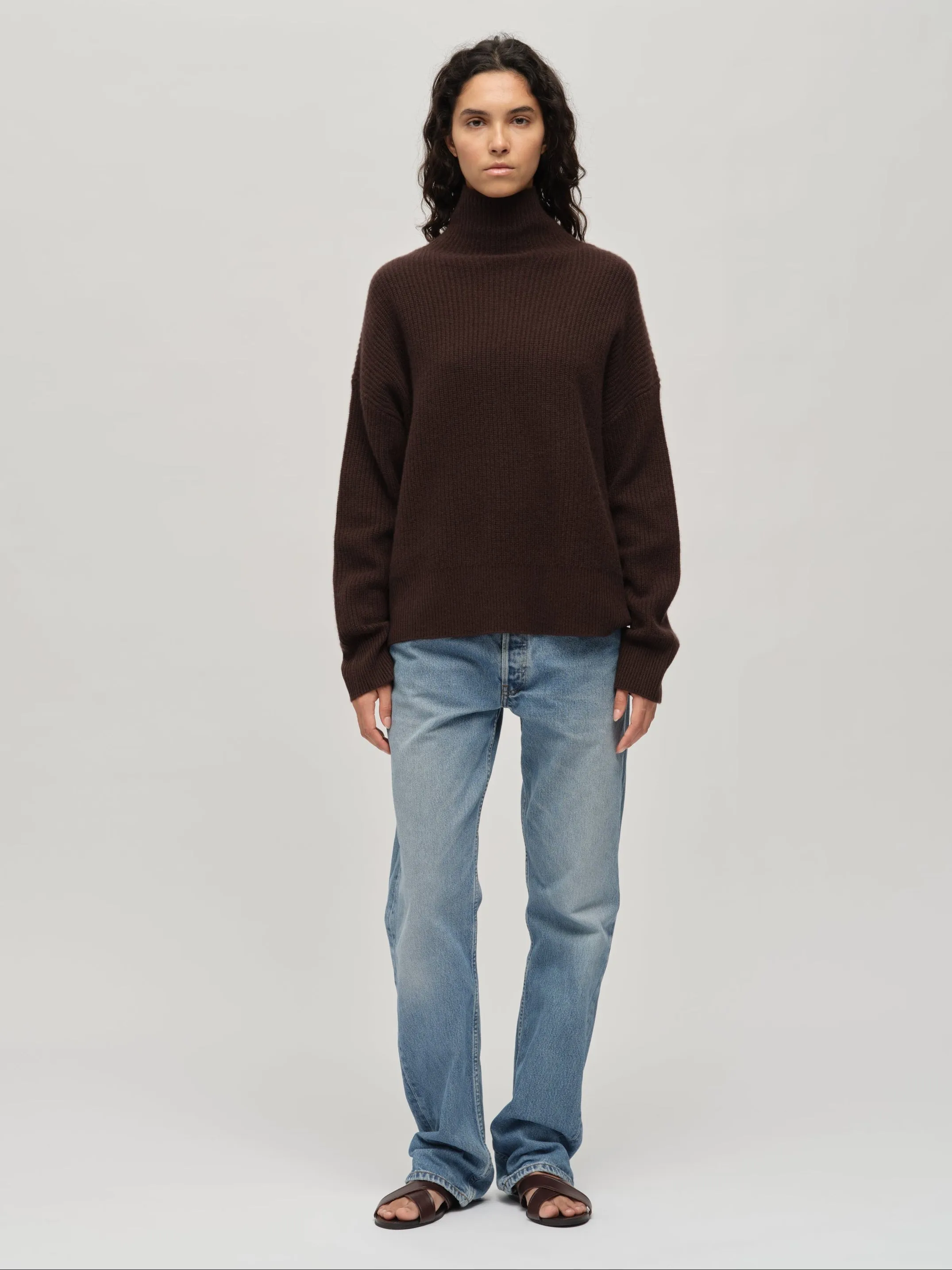 Premium Ribbed Turtleneck - Dark Brown sold by People’s Republic of Cashmere