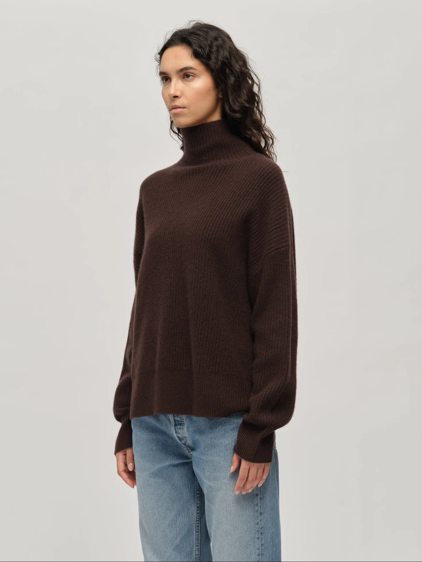Premium Ribbed Turtleneck - Dark Brown sold by People’s Republic of Cashmere product image thumbnail 2
