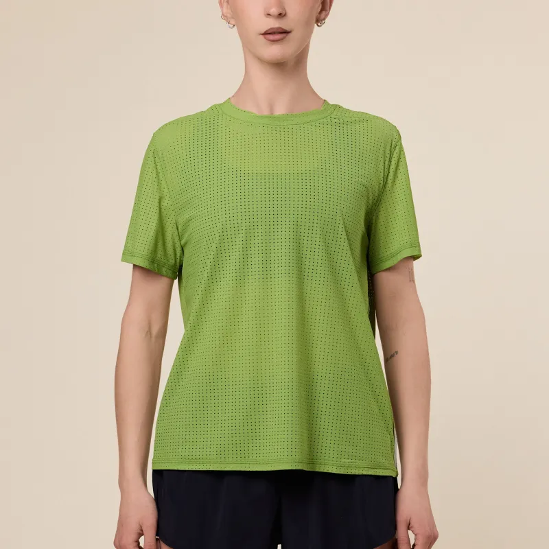Literary Sport - Magda Perforated Run T-Shirt - Verdant made by Literary Sport