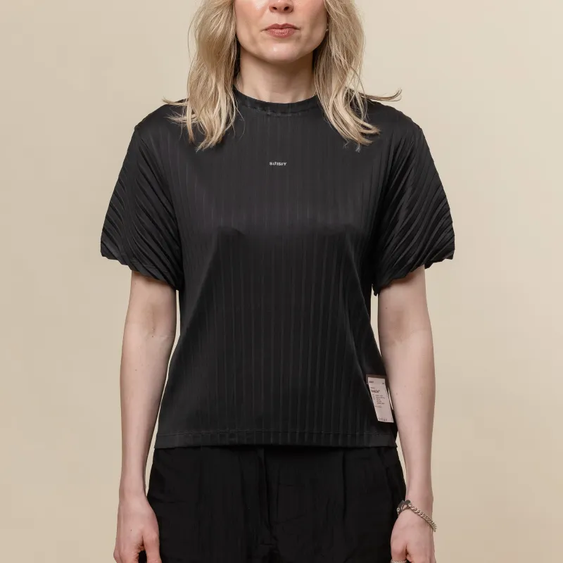 Satisfy Running - Women's AuraLite™ Pleated T-Shirt - Black made by Satisfy Running
