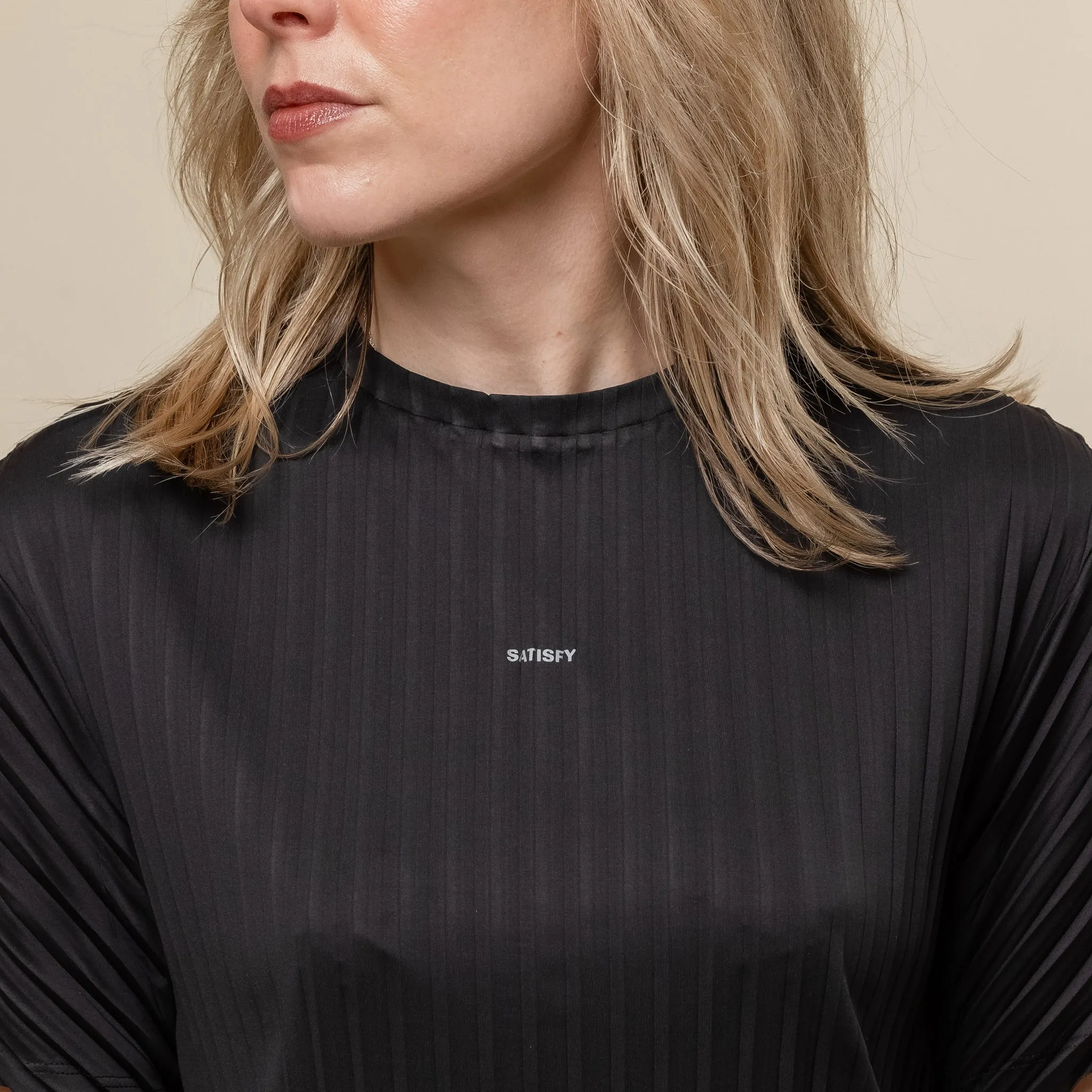 Satisfy Running - Women's AuraLite™ Pleated T-Shirt - Black sold by This Thing Of Ours product image thumbnail 2