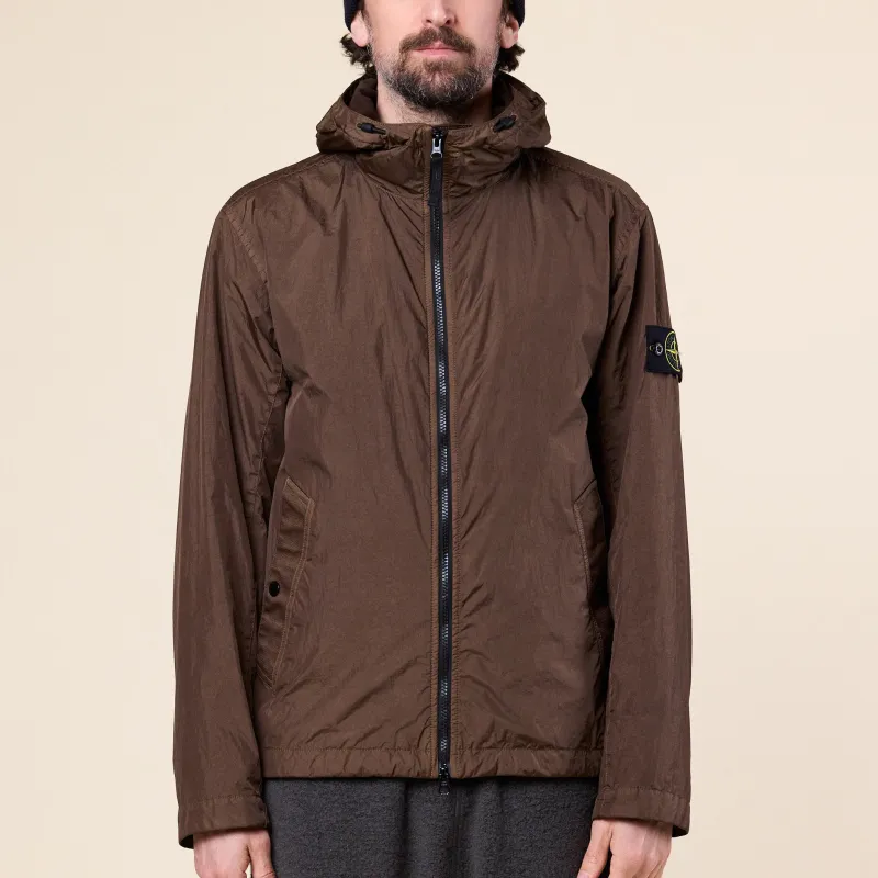 Stone Island - Crinkle Reps NY Hooded Jacket - Umber (Brown) made by Stone Island
