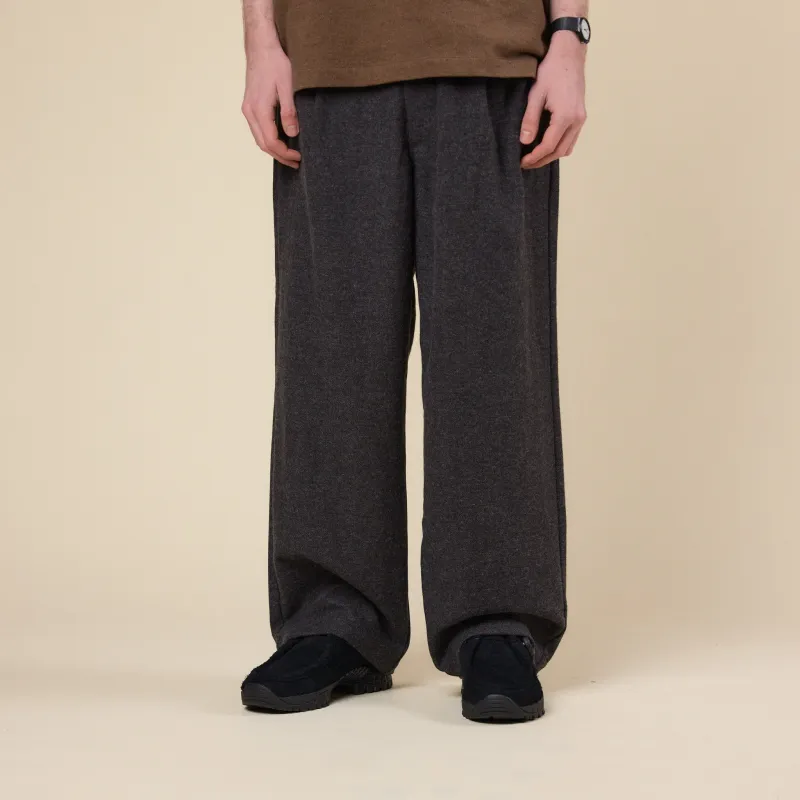 Still by Hand - Wide Wool Pants - Brown Charcoal made by STILL BY HAND