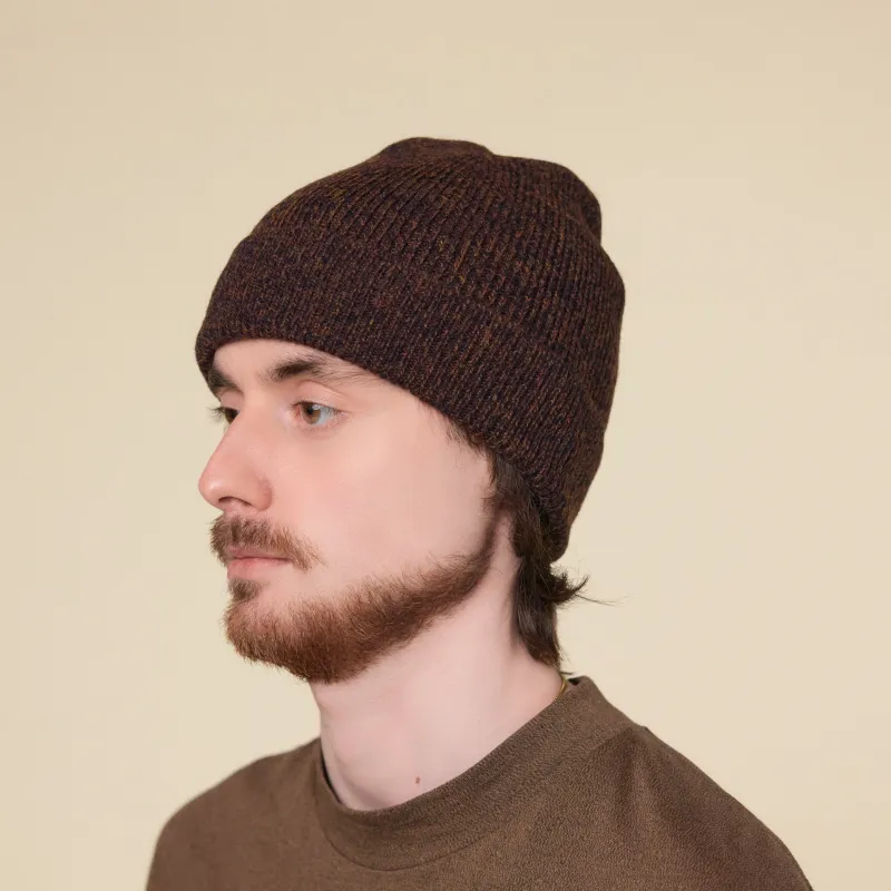 Still by Hand - Knitted Wool Cap - Melange Brown made by STILL BY HAND
