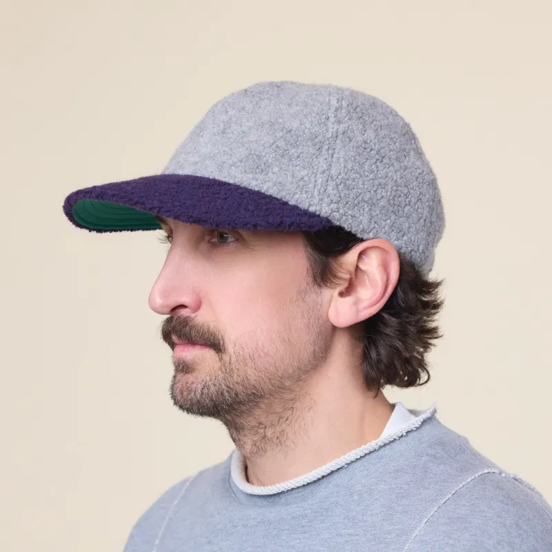 Found Feather - Classic 6 Panel Boa Fleece Cap - Grey Purple made by Found Feather