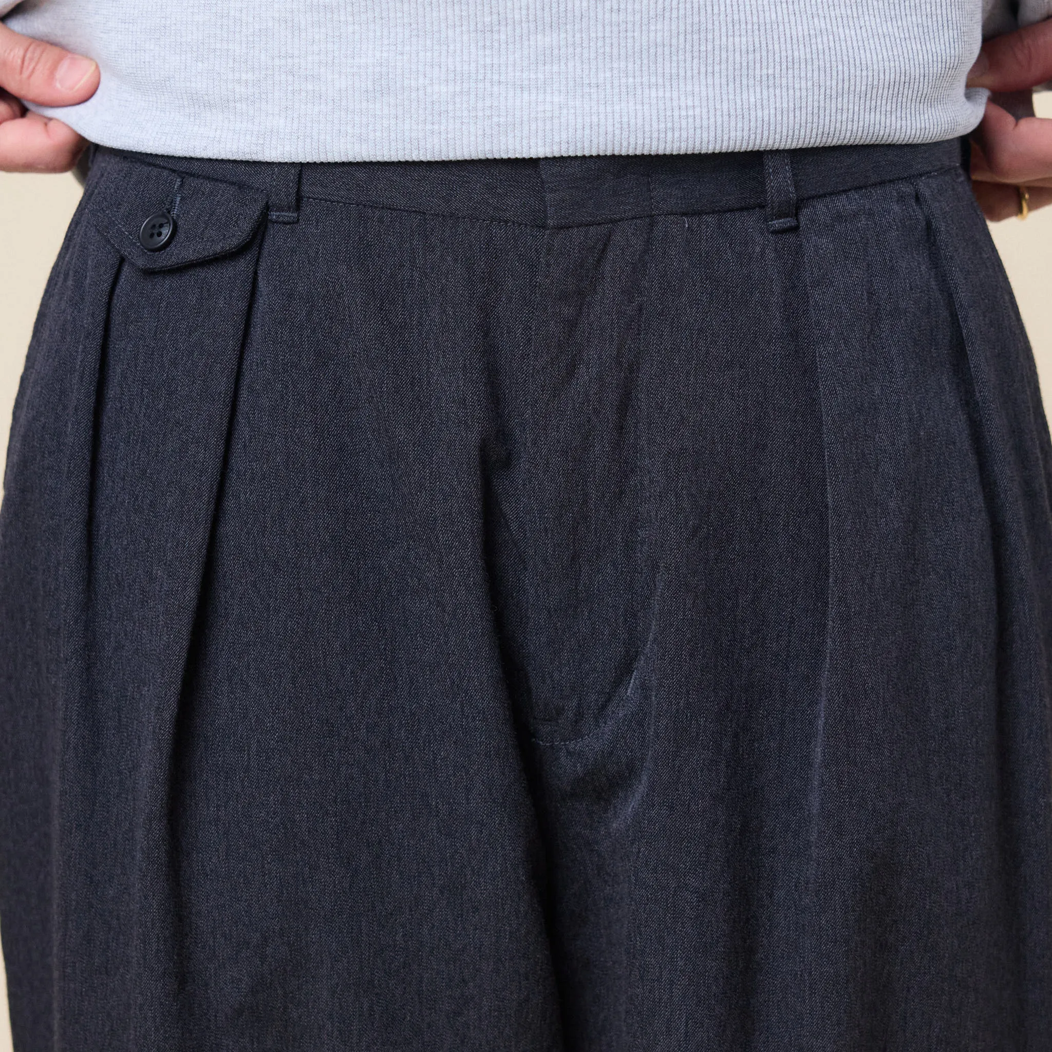 Nanamica - Wool Gabardine Pleat Pants - Charcoal sold by This Thing Of Ours product image thumbnail 4