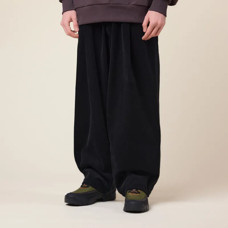 Merely Made - Premium Dual Fabric Contrast Wide Pants - Royal Black made by MERELY MADE