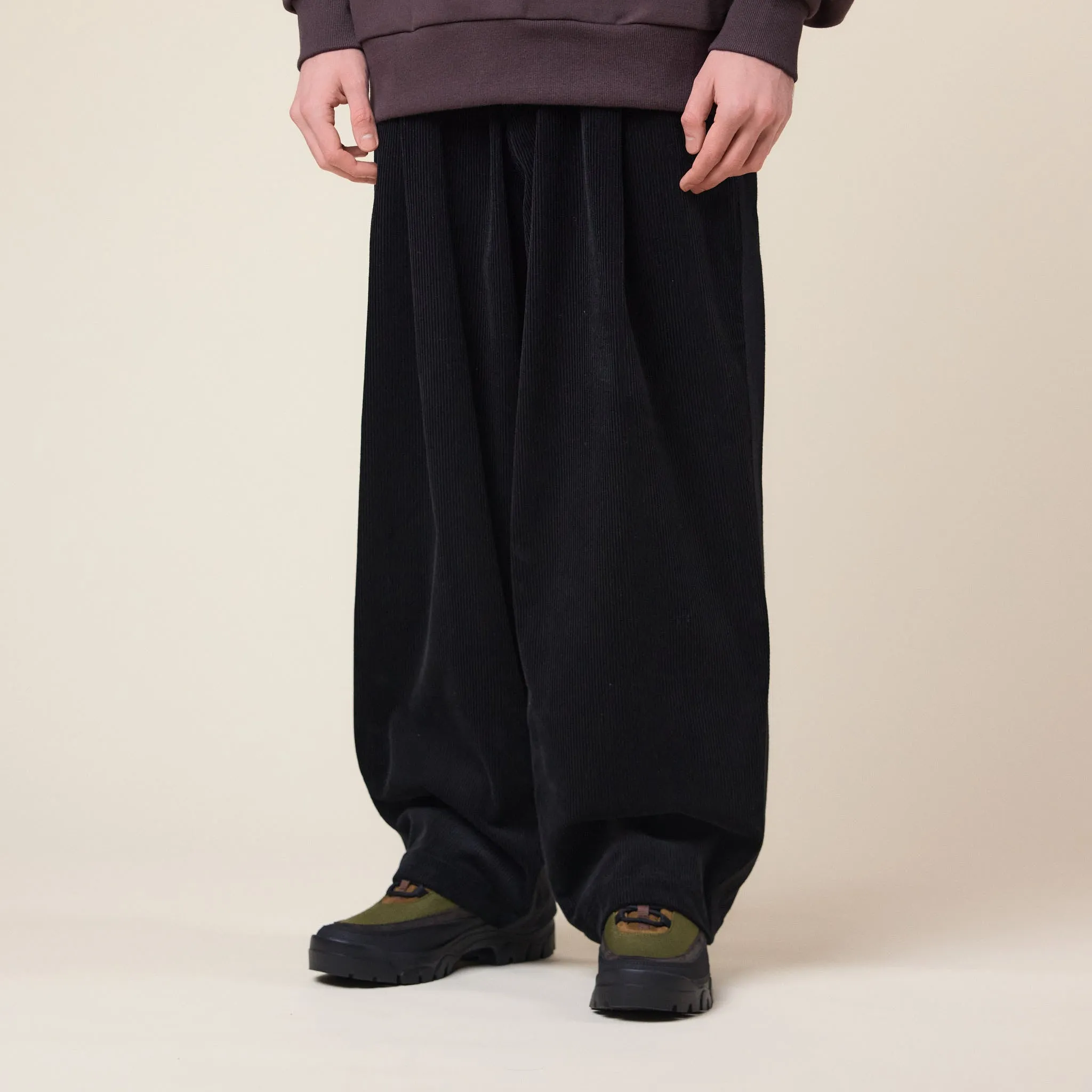 Merely Made - Premium Dual Fabric Contrast Wide Pants - Royal Black sold by This Thing Of Ours