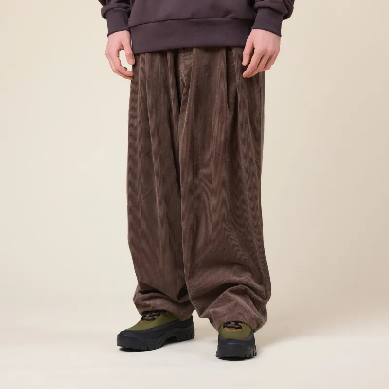 Merely Made - Premium Dual Fabric Contrast Wide Pants - Cocoa Brown made by MERELY MADE