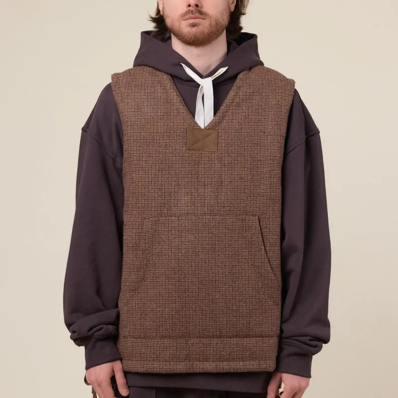 Merely Made - Premium Tweed Checked Wool Vest Jacket - Mixnut Brown made by MERELY MADE