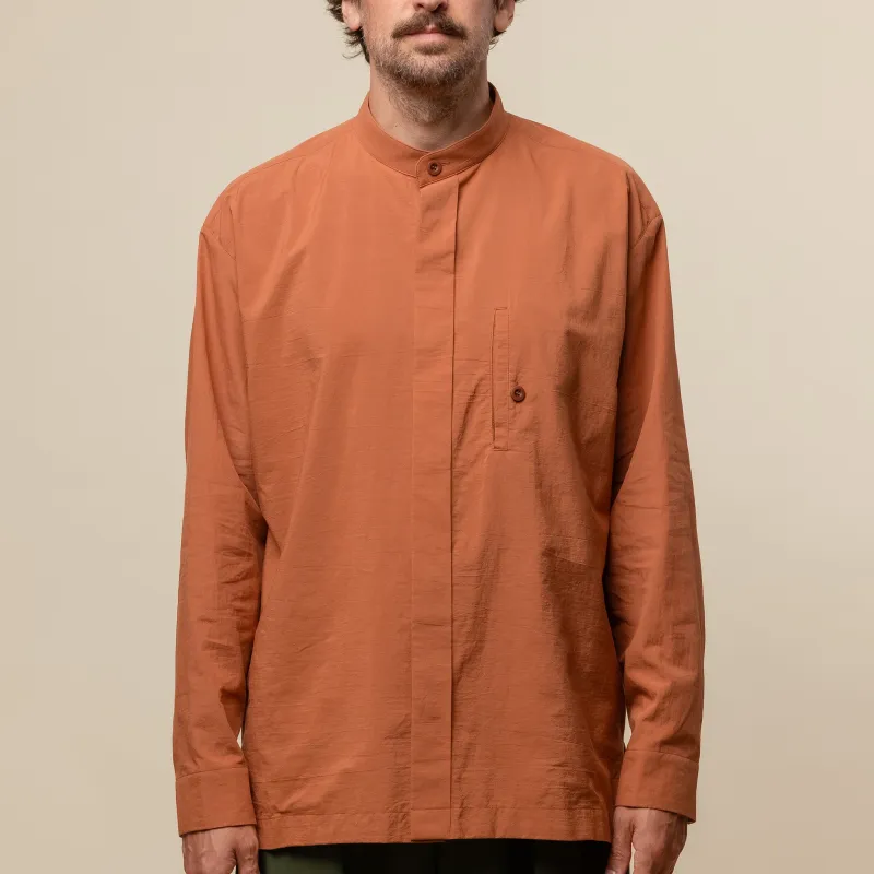 IM MEN - White Shirt Stand Collar - Terracotta made by This Thing Of Ours