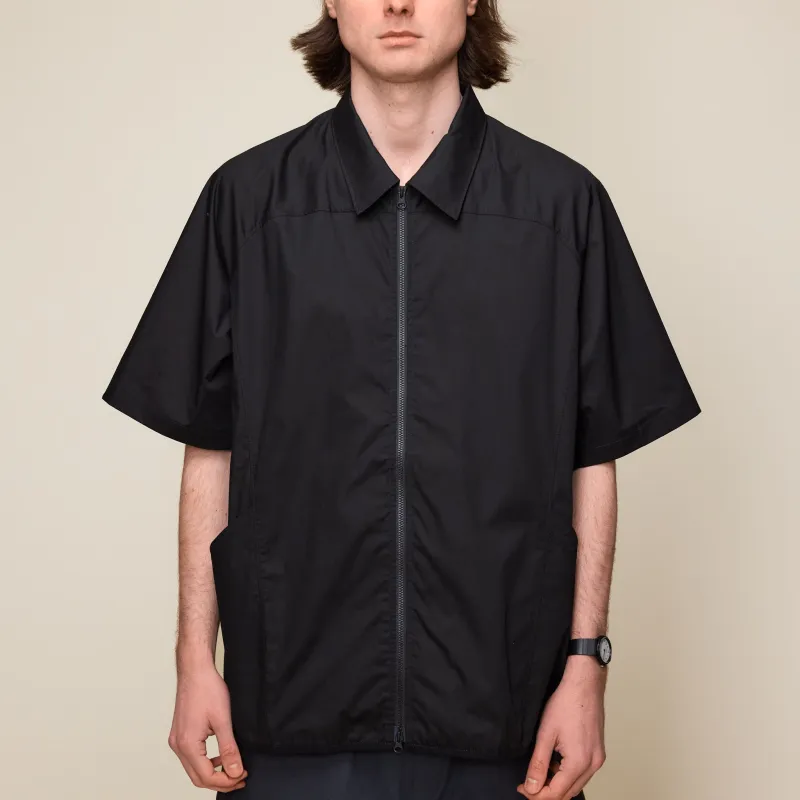 GR10K - Poplin Zipped Short Sleeve Shirt - Off Black made by GR10K