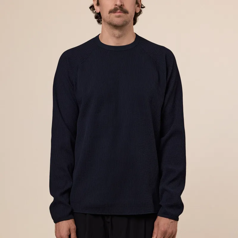Goldwin - Waffle Light Long Sleeve T-Shirt - Black made by Goldwin