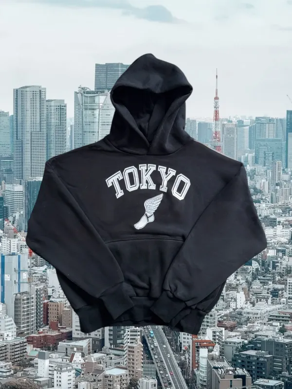 Winged foot hoodie (Black) made by Human by Nature