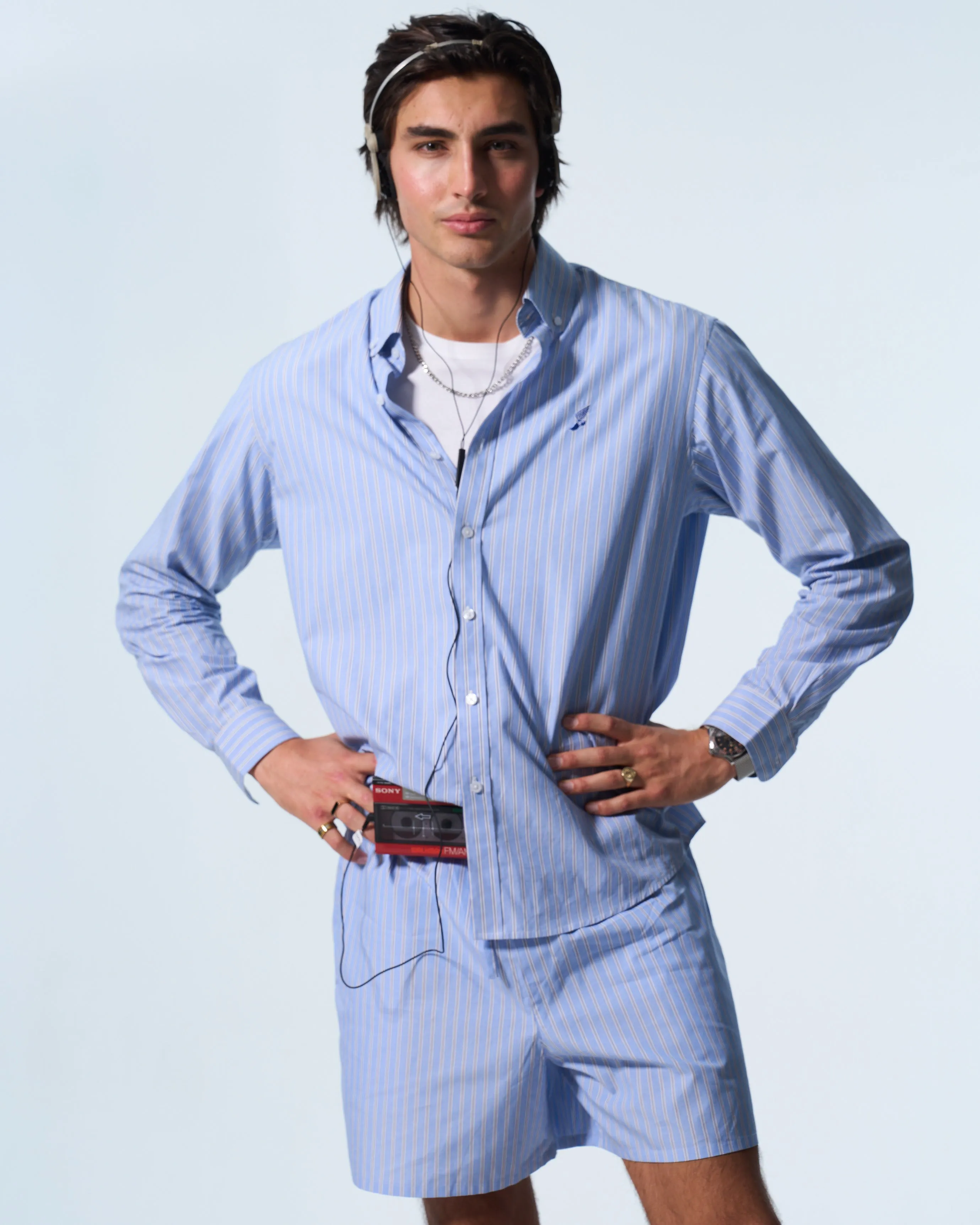Blue Poplin button down sold by Human by Nature product image thumbnail 4