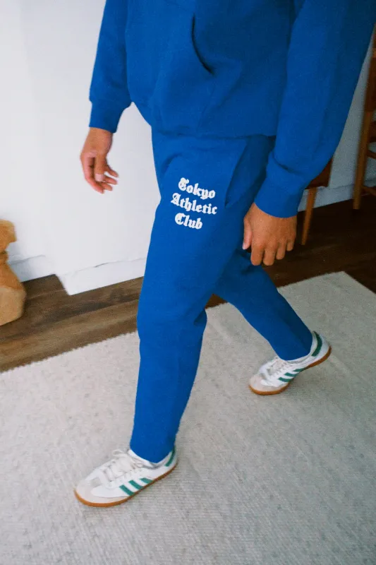 Gothic logo straight leg sweatpants (Royal Blue) made by Human by Nature