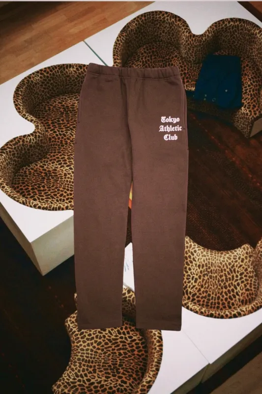 Gothic logo straight leg sweatpants (Mocha Brown) made by Human by Nature