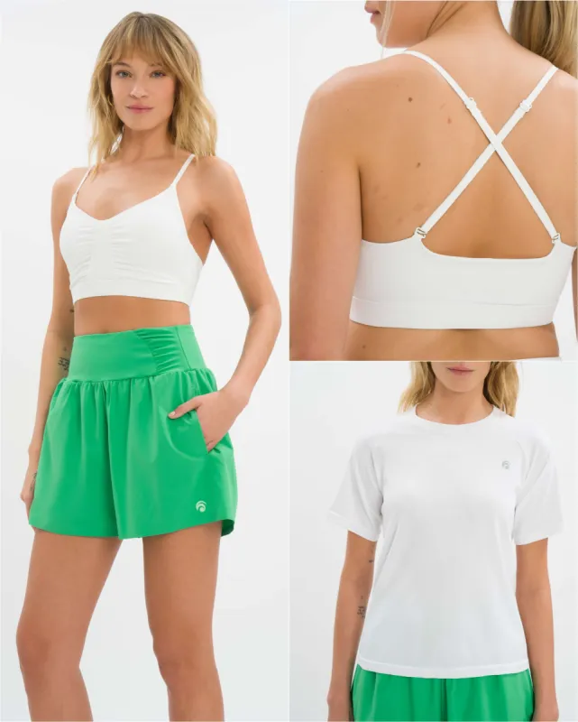 Marina Short Set Deluxe - Holly Green & White sold by Oceansapart