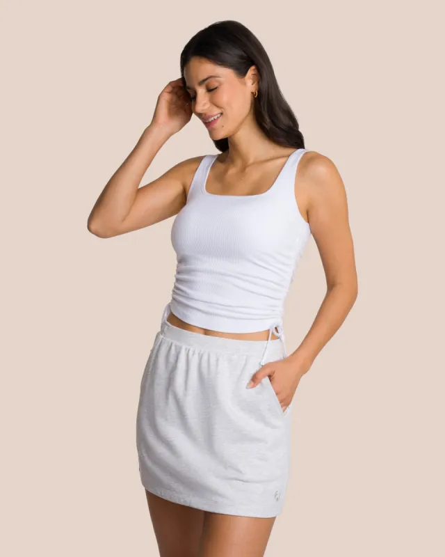 Brooke Mini Skirt Set - Light Grey Melange & White sold by Oceansapart
