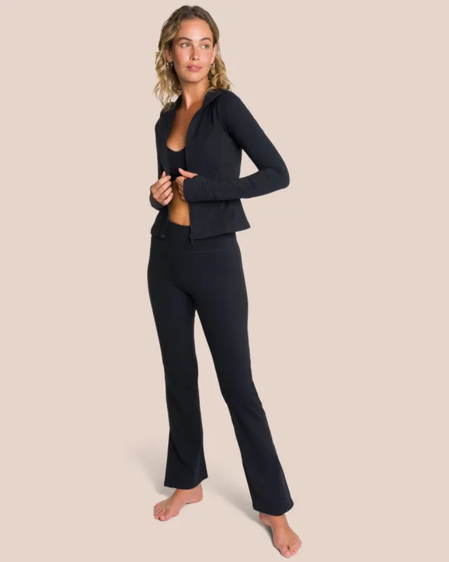 Shania Flared Zip Set Deluxe Petite - Black sold by Oceansapart
