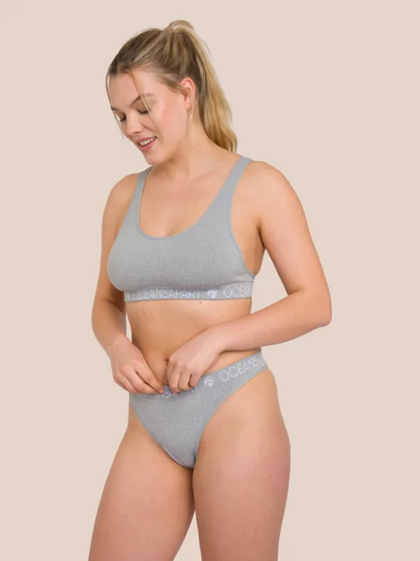 Ariel Thong Set - Light Grey Melange sold by Oceansapart