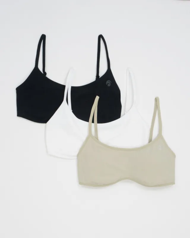 Cloudy Bralette Set Deluxe - Black, Dove grey & White sold by Oceansapart