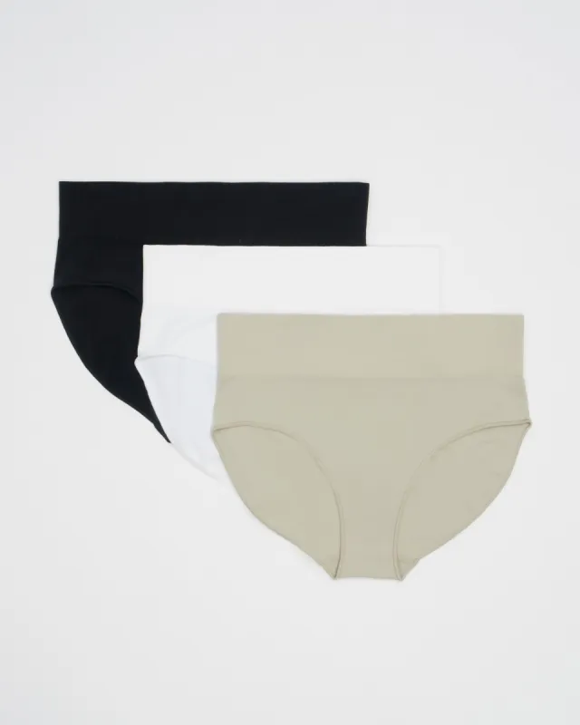 Cloudy Pantie Set Deluxe - Black, Dove Grey & White sold by Oceansapart