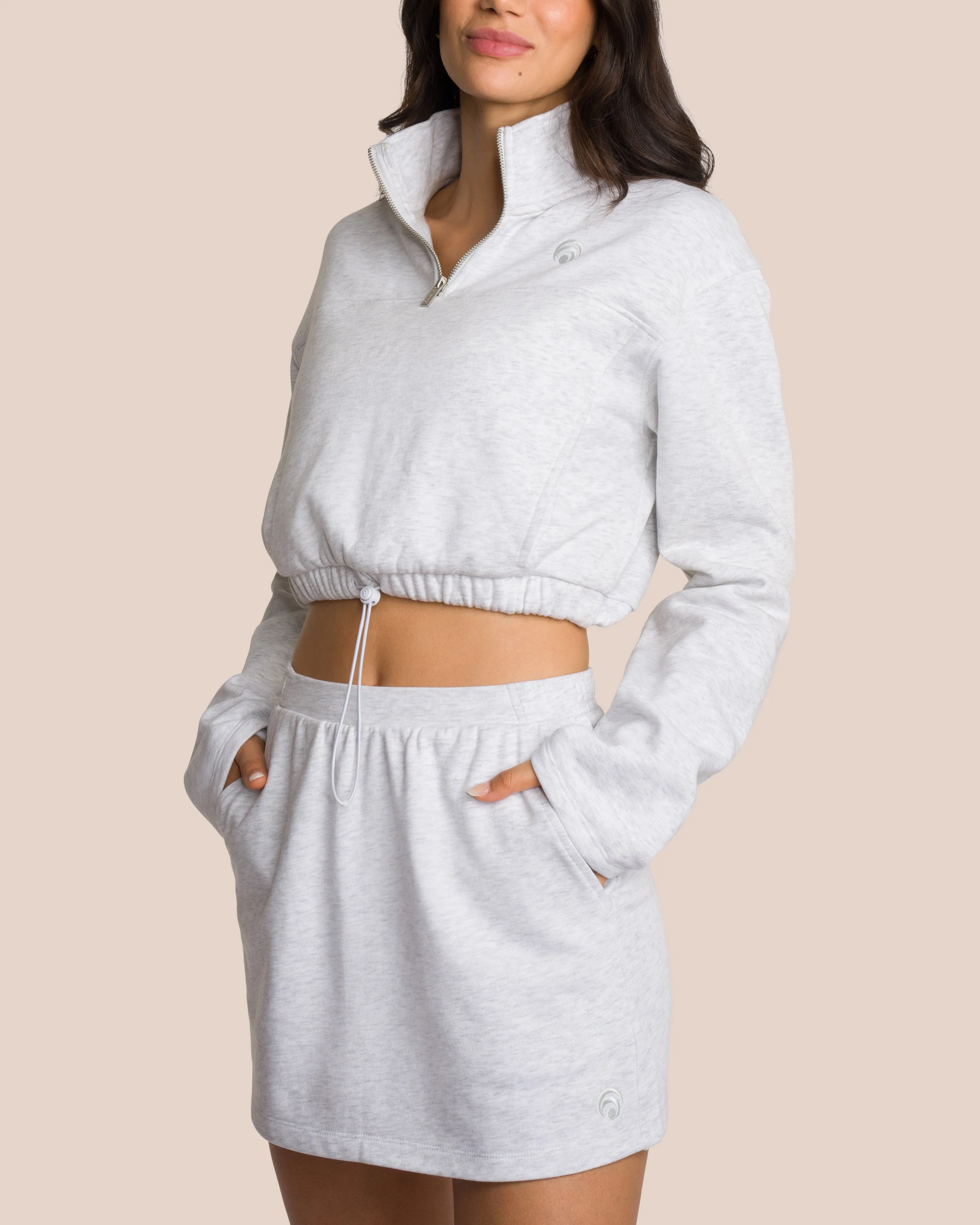 Brooke Mini Skirt Set Deluxe - Light Grey Melange & White sold by Oceansapart product image thumbnail 2