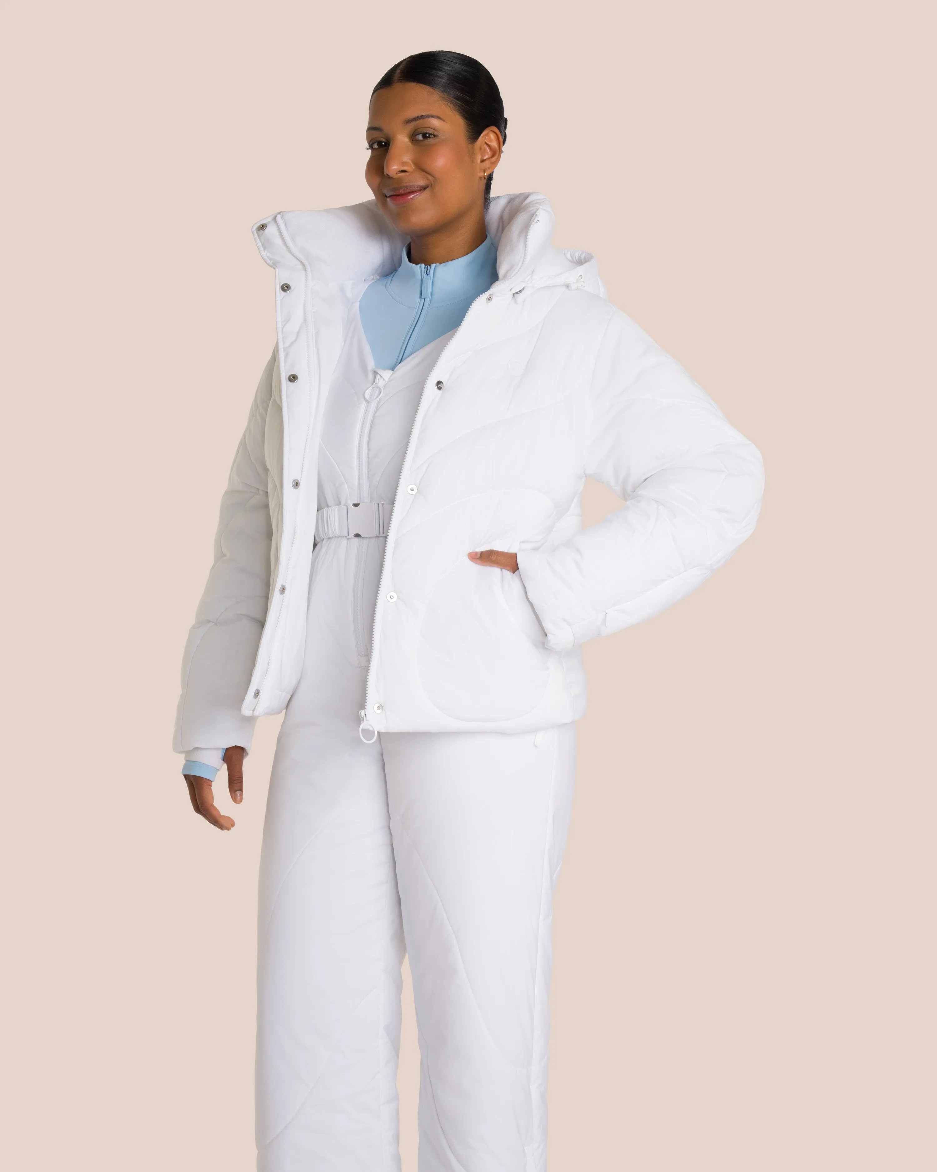 Joelle Puffer Onesie Set Deluxe - Crystal White & Glacial Blue sold by Oceansapart product image thumbnail 2