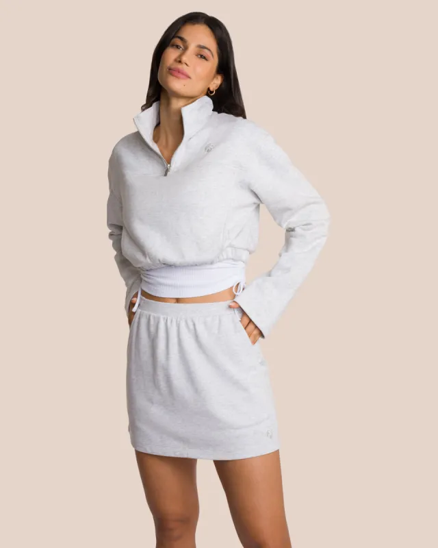 Brooke Mini Skirt Set Deluxe - Light Grey Melange & White sold by Oceansapart
