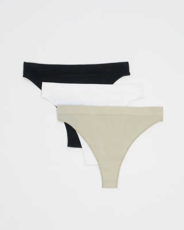 Cloudy Thong Set Deluxe - Black, Dove Grey & White sold by Oceansapart