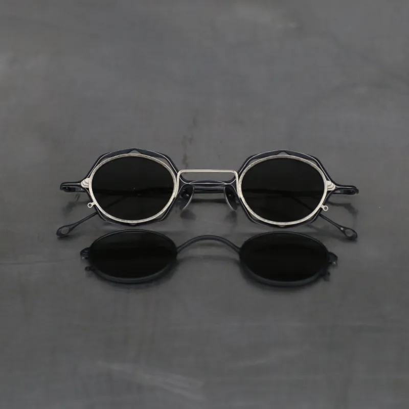 RIGARDS RG1948ZC BOX SET Series High-Quality Handcrafted Titanium Clip-on Sunglasses RG-RG1948ZC BOX SET-GHJTMSH (ANTIQUE BLACK + ANTIQUE GOLD CLEAR + D.GRAY LENS) made by Rigards Eyewear