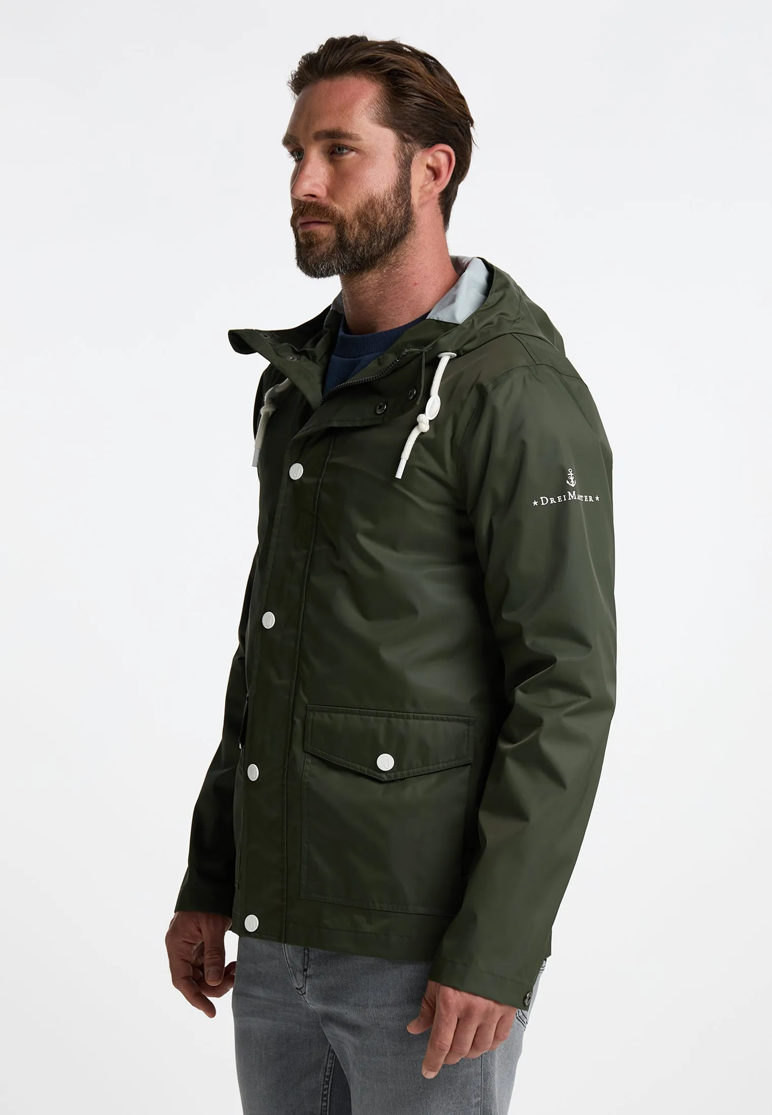 Dreimaster maritim Men's Rain Jacket With A Subtle Print On The Back Of The Outer Fabric sold by DreiMaster product image thumbnail 3