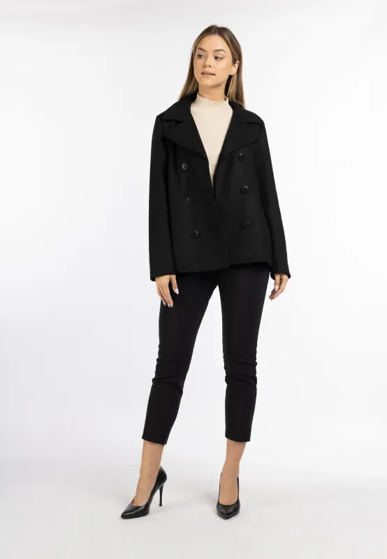 DreiMaster Klassik Women's Transitional Pea Coat Made Of A Wool Blend made by DreiMaster
