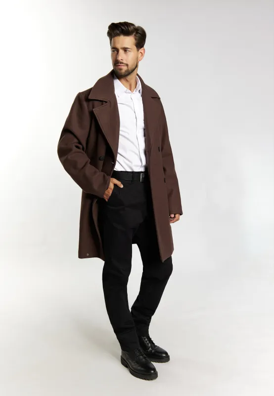DreiMaster Klassik Men's Transitional Coat In A Wool Look made by DreiMaster