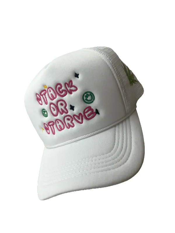 Stack or Starve Trucker Hat sold by Treeboy Clothing