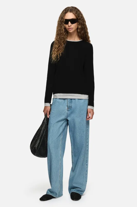Amber Layered Sweater Black made by Blanca